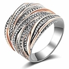 2 tone band rings intertwined crossover statement rings for women girl rose gold and silver plated size 11