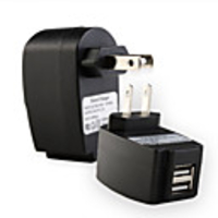 2 USB Port Arc-shaped Power Charger Black