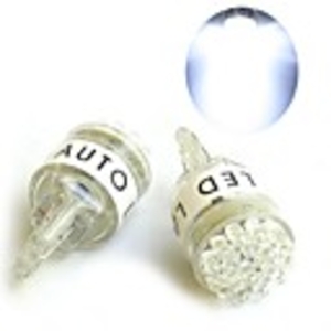 2 White LED Refractor Car Bulbs with 24 LED