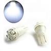 2 White LED T10 Car Bulbs with 6 LED