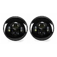 2 x 7 Round LED Projection Headlights Head Lamp Hight/Low Beam For Jeep Wrangle