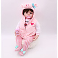 20 inch Reborn Doll Baby Girl Cute Artificial Implantation Brown Eyes Cloth 3/4 Silicone Limbs and Cotton Filled Body with Clothes and Accessories for Girls