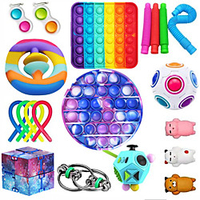 20 pcs Fidget Sensory Toys Push Pop Bubble Antistress Toy Pack Kawaii Stress Relief Toy Kids Adults Squishy Toy miniinthebox