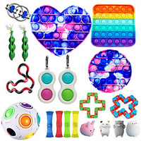 20 pcs Fidget Toys Sensory Toy Set Antistress Relief Autism Anxiety Anti Stress Bubble for Kids Adults 7 Styles miniinthebox