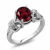 2.00 ct oval red rhodolite garnet 925 sterling silver ring (size 6)