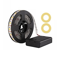 200CM 6.56ft LED Light Strips Waterproof Tiktok Lights 5050 SMD 10mm LED Warm White Cold White Red Blue Green Ribbon Light AA Battery Powered Led Strip Lights DC5.5V