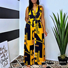 2020 european and american new casual v-neck sleeveless contrast button wide-leg jumpsuit miniinthebox