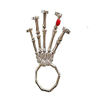 2020 fashionable skeleton punk hand bone bracelet bangle ring for nightclub halloween costume accessories,  skull fingers metal skeleton slave bracelet ring,  valentines rock. (silver)