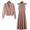 2020 new knitted sweater dress women mid-length autumn and winter long sweater skirt over the knee two-piece miniinthebox