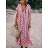2020wish independent station hot sale european and american fashion plus size v-neck printed casual floral dress miniinthebox