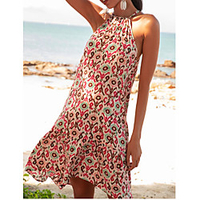 2021 aliexpress amazon wish summer new bohemian print halterneck sleeveless dress miniinthebox