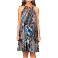 2021 aliexpress amazon wish summer new bohemian print halterneck sleeveless dress miniinthebox