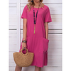 2021 aliexpress ebay amazon wish european and american spring and summer short-sleeved pocket round neck casual mid-length dress miniinthebox