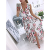 2021 aliexpress wish amazon hot style summer v-neck chiffon printed bohemian dress women
