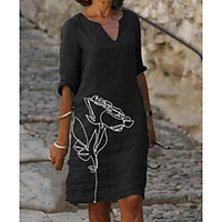 2021 amazon independent station summer new printed sleeve v-neck dress miniinthebox