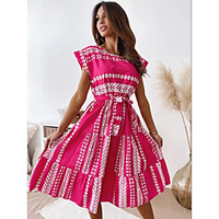 2021 amazon wish aliexpress hot style summer short-sleeved printed irregular dress women