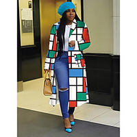 2021 autumn and winter new windbreaker amazon europe and the united states plus size plaid printed double-breasted lapel coat jacket women