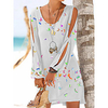 2021 cross-border independent station off-the-shoulder hollow long-sleeved butterfly print round neck dress miniinthebox
