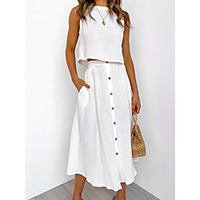 2021 european and american cross-border spring and summer amazon aliexpress fashionable and comfortable solid color vest long skirt two-piece female miniinthebox