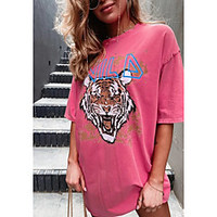 2021 european and american cross-border spring and summer new style cartoon animal print fashion short t-shirt dress 8509 miniinthebox