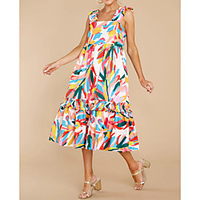 2021 european and american cross-border spring and summer new style color digital printing lace sweet sling mid-length dress miniinthebox