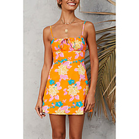 2021 european and american cross-border spring and summer new style flower print small fresh and sweet lace-up short dress 8316 miniinthebox
