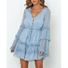 2021 european and american cross-border spring and summer new style lace fashion lace waist short chiffon dress 8510 miniinthebox