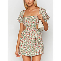 2021 european and american cross-border spring and summer new style small floral print fresh and sweet open back short dress 8218 miniinthebox