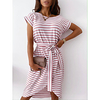 2021 european and american cross-border spring and summer new style striped printing casual fashion irregular dress 8368 miniinthebox