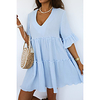 2021 european and american cross-border spring and summer new style v-neck loose fashion short dress with wooden ears 8506 miniinthebox
