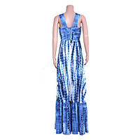 2021 european and american ins dress long skirt blue high waist suspender skirt cross-border amazon printed skirt miniinthebox