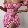 2021 european and american spring and summer cross-border new style one-shoulder small floral print small fresh and sweet short-sleeved dress miniinthebox