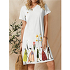 2021 european and american style amazon smartone cartoon flower print button v-neck short-sleeved dress miniinthebox