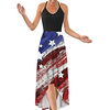 2021 independence day ebay hot style high waist mid-length digital print cross-back halterneck dress miniinthebox
