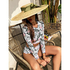 2021 new bikini european and american swimsuit long-sleeved swimsuit leaf print wetsuit high waist swimsuit manufacturer miniinthebox