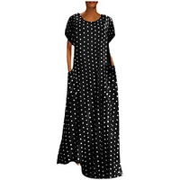 2021 new cross-border amazon ebay spring hot sale fashion polka dot round neck dress short sleeve long skirt women miniinthebox
