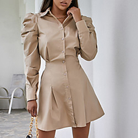 2021 new european and american long-sleeved shirt dress women