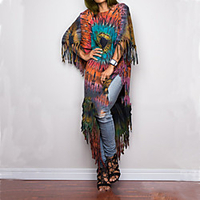 2021 new independent station eaby tie-dye tassel plus size loose dress women miniinthebox