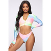 2021 new long-sleeved bikini zipper open split bikini aliexpress amazon spot swimsuit ladies miniinthebox