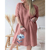 2021 new product amazon wish aliexpress hot sale chrysanthemum three-quarter sleeves v-neck solid color cotton and linen loose dress miniinthebox