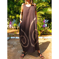 2021 new style european and american amazon aliexpress cotton and linen printed loose plus size women