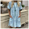 2021 printed temperament commuter amazon basic round neck european lotus leaf sleeve short skirt dress miniinthebox