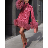 2021 solid color mid-waist lace dot hedging temperament commuter waist mid-skirt red print dress miniinthebox