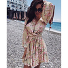2021 spring european and american foreign trade new dress wish amazon v-neck long-sleeved lace-up dress short skirt miniinthebox