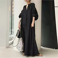 2021 summer japanese new style stand collar loose fashion casual lantern sleeve long cotton and linen dress miniinthebox