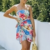 2021 summer new cross-border aliexpress amazon flower print sling strap irregular dress miniinthebox