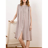 2021 summer new plus size dress solid color cotton and linen single-breasted stand collar sleeveless loose casual shirt dress miniinthebox