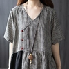 2021 summer new retro disc button long cotton and linen dress women