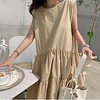 2021 summer new style simple fashion irregular loose large size solid color cotton and linen stitching sleeveless dress miniinthebox