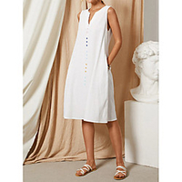 2021 summer wish european and american cross-border source ladies solid color multicolor button v-neck sleeveless casual dress miniinthebox